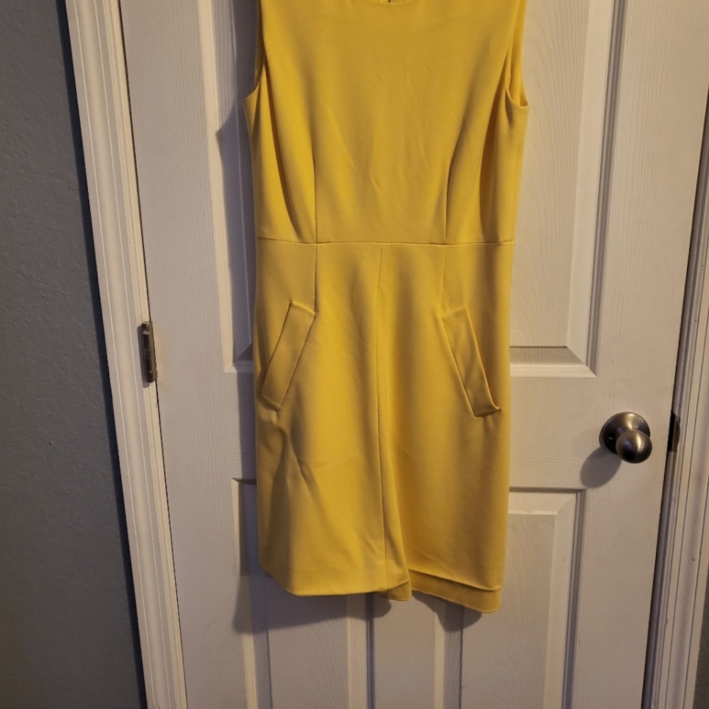 Daisy yellow, sleeveless, summer dress with pockets